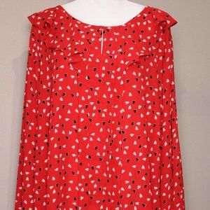 Liz Claiborne Women’s Popover Long Sleeve Tiny Hearts Print Size 3X